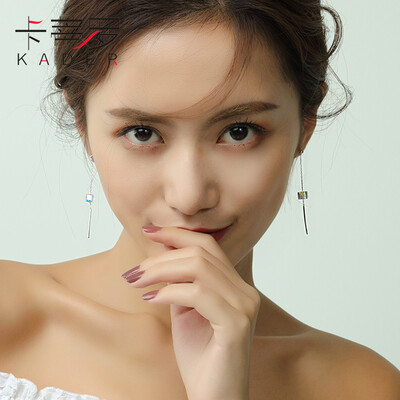 

Katie Luo 925 fungus nail woman temperament lady long earrings Japan and South Korea fashion ear line birthday gift