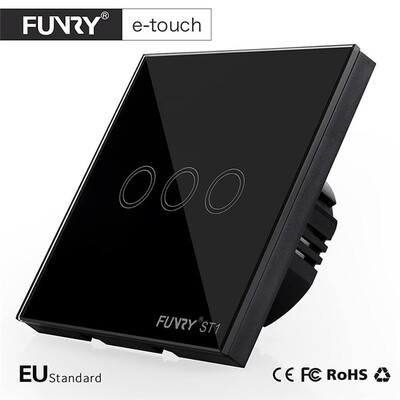 

FUNRY ST1 EU Standard 3Gang Smart Remote Control / Сенсорный радио Выключатель света Кратковременное кнопочный Luxury закаленное стекло 433MHz