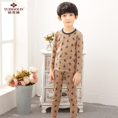 

Yu Zhaolin children&39s underwear men&women Lycra cotton pajamas autumn clothes autumn pants sets full printed bicycle 130