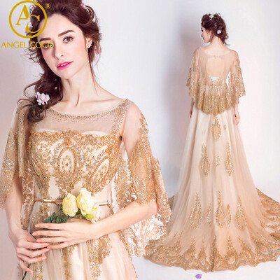 

Robe De Soiree Evening Party Dress Real Photos Red Gold Lace Tulle Crystal kaftan Party Occasion Formal Long Evening Dress 2017