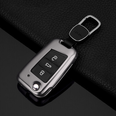 

Digaron Volkswagen Key Shell New Tiguan L Lingdu Golf 7 Touring Car Key Bag Leather Key Case Mens&Womens Sapphire Blue B Metal Color Shell