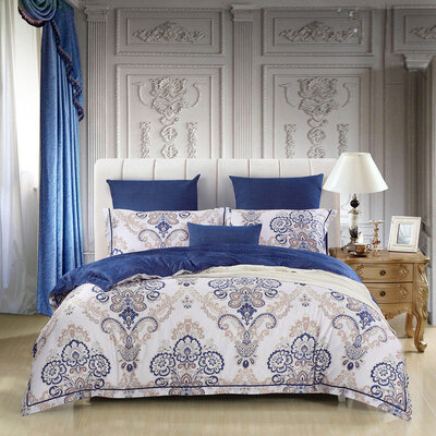 

Mercury textile cotton four-piece cotton satin active printing Nordic style quilts quilt cover bedding suite Fellona double 18 m bed