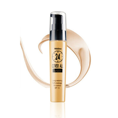 

Thailand original Mistine 24 hours no makeup liquid foundation 25g SPF15 concealer isolation waterproof protection F1 ivory white