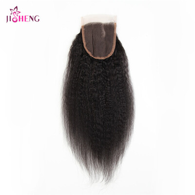 

SQ Hair 44 Lace Closure Yaki Straight Wave Hair Peruvian Virgin Human Hair Extensions Swiss Lace Closure