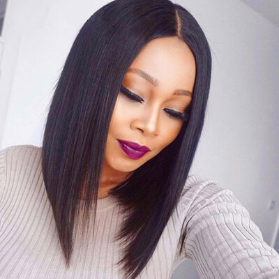 

JUNSI Short Bob Black Wig Women Природные синтетические парики для черных женщин, устойчивых к воздействию тепла Синтетические волосы для волос Боба