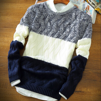 

Winter Men 's Round Collar Coat Sweater Color Sweater Sweater as gift for men