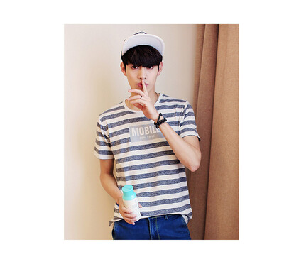 

2017 new men's short sleeve t-shirt men's trend striped men's t-shirt as gift for men