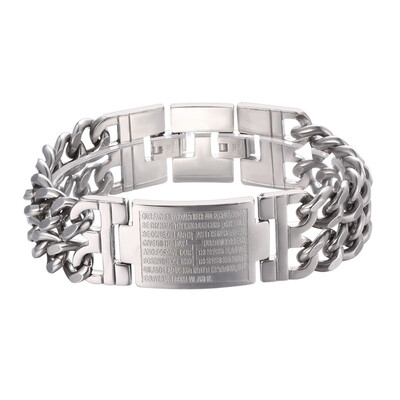 

U7 Big Cross Bible Bracelet For Men Stainless Steel Jewelry Gold/Silver Color Chain Bracelets