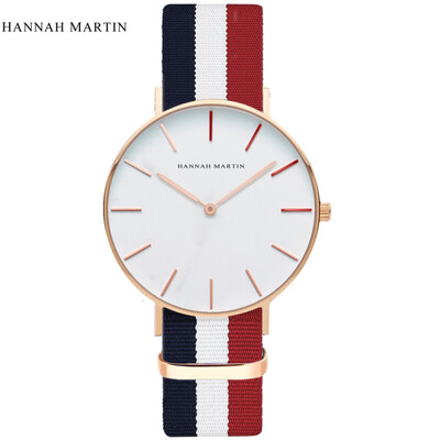 

HANNAH MARTIN Fashion Women Casual Nylon Watch Female Clock Top Brand Mens Sport Watches Simple Trendy Clock