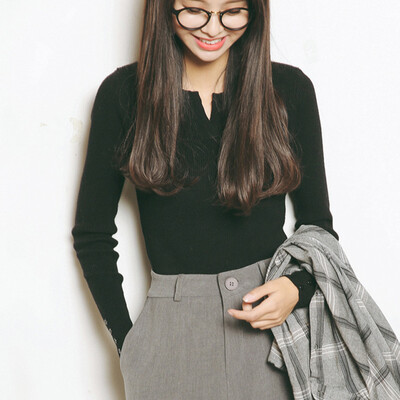 

City plus CITYPLUS 2017 autumn&winter new women&39s fashion wild V-neck sweater padding bottoming shirt CWYC178469 milk color