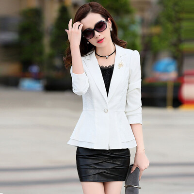 

Fort Sheng 2017 new women fall short jacket commuter a deduction conventional single-piece long-sleeved Slim lotus leaf Korean temperament elegant yzWAY8553 white L