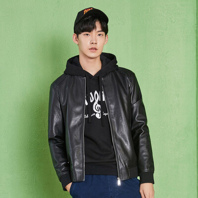 

Semir Jacket Male 2017 Fall Men Men's Black Long Style Collar Leather Korean Business Locomotive Tops 13316081308 Burgers XXL