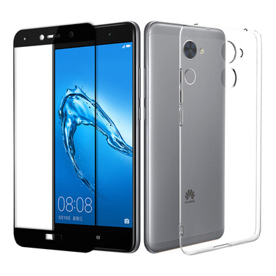 

Shell film set ESCASE Huawei enjoy 7PLUS phone shell Huawei enjoy 7Plus tempered film full-screen black Huawei all-inclusive drop shatter-resistant shell transparent protective sleeve