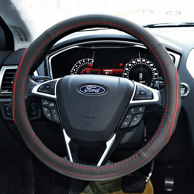 

Di Galen Ford dedicated steering wheel cover leather new Mondeo sharp boundary wing tiger Taurus Fox explorer wing Bo car handle set decorative red line