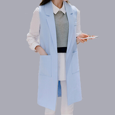 

Long Vest Women 2017 Spring Autumn Female Sleeveless Jacket Big Size Office Ladies Blazers Outerwear colete feminino