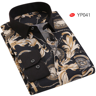 

Men Shirt Fashion Long Sleeve Printing Spring Autumn Slim