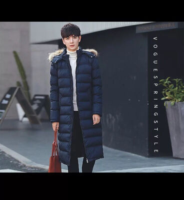 

2017 winter new cotton men long section hood thick coat as gift for men