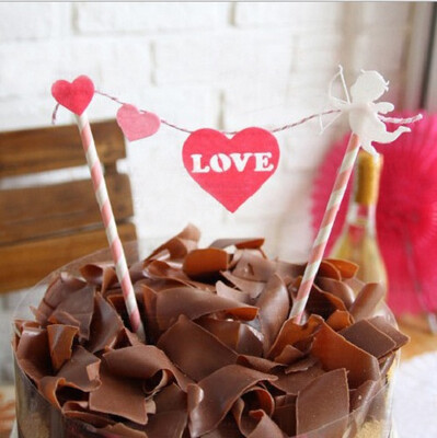 

1pc Multi-shape Cupcake Cake Topper Cartoon Cake Flags With Paper Straw For Wedding Birthday Party Baking Decoration Supplies