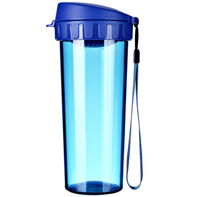 

Jingdong Supermarket Tupperware Tupperware tea rhyme plastic heart movement leak-proof cup with carry rope tea tea cup 500ml pure blue