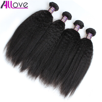 

Allove Hair Products 8A Peruvian Yaki Straight Hair 4Pcs 100% Unprocessed Human Hair Orignal Human Hair Natural Black Color