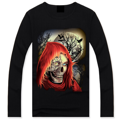 

Men's Black 3D Graphics Printed Rock Skull Pattern Long Sleeve T-Shirt Top Tee Shirt -XXXL(Moon Evil