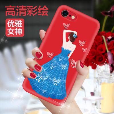 

Mo Fan Apple 87 mobile phone case protective cover all-inclusive drop shatter-resistant hard shell 3D three-dimensional relief painting creative female models butterfly dream applies to iphone7 8 47 inches