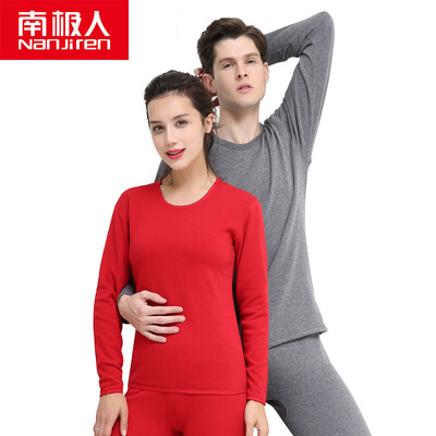 

Antarctic warm underwear men&women thickening plus velvet gold warm velvet suit NC9223 female black