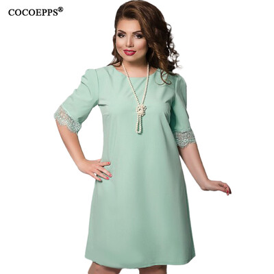 

COCOEPPS 2017 Plus Size Women Lace Dress Summer Large Size Patchwork Ladies Office Dresses Big Size Evening Loose Vestidos 6XL