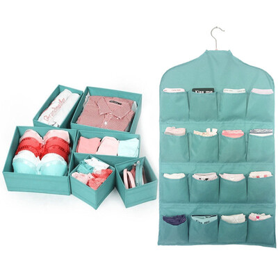 

Green Wei tasteless underwear storage box door wardrobe storage bag drawer separate sorting box washable 7 sets of blue