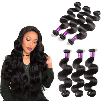 

8A Indian Virgin Human Hair Wave Body Wave Hair Weaving 1 to 3 Bundles Natural Black Body Wave Remy Hair Extensions