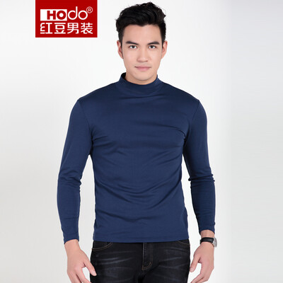 

Красная фасоль Hodo мужская футболка мужская мода сплошной цвет полу-высокий воротник мужской длинный рукав футболка B5 синий 170 / 88A