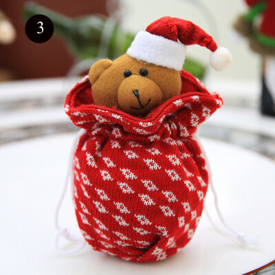 

4 цвета Рождество Вязание Конфеты Яблоко Сумка Снеговик Санта-Лось Украшение Украшения Аксессуары Фестивали Партийные товары Милые игрушки