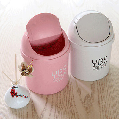 

Green barley storage bin desktop flip trash can kitchen bathroom peel clean 6 color