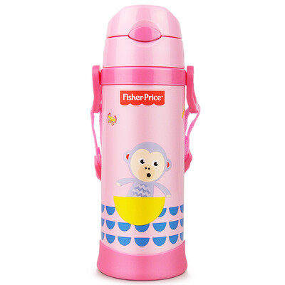 

Fisher-Price cups children's stainless steel straws insulation pots male and female students water cup 420ML green