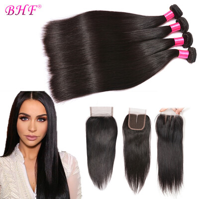 

Бразильские связки для волос с закрытием бразильских волос для волос с бразильским бразильским плетением с закрытием Easy Dye Color 3 Part