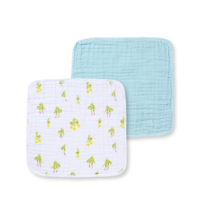 

Хлопок эпоха (PurCotton) 2017 шесть новой вода марля шарф 34x35cm зеленые листочки + озеро синего два загружены