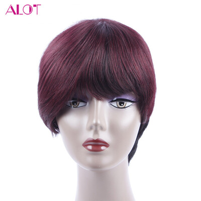

ALOT 150 Density  Lace Human Hair Wigs Short Bob For Black Women With Baby Hair Pre Plucked Peruvian Virgin Hair
