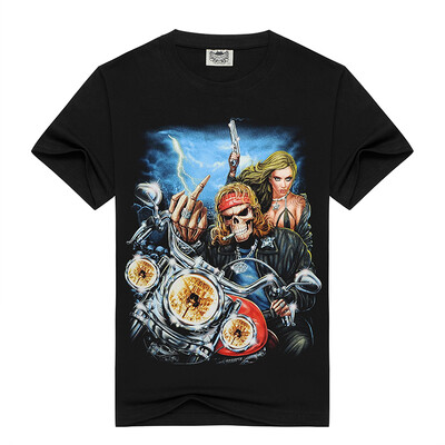 

Men's Black 3D Graphics Printed Rock Skull Pattern Short Sleeve T-Shirt Top Tee Shirt M-XXXL（Motercycle）