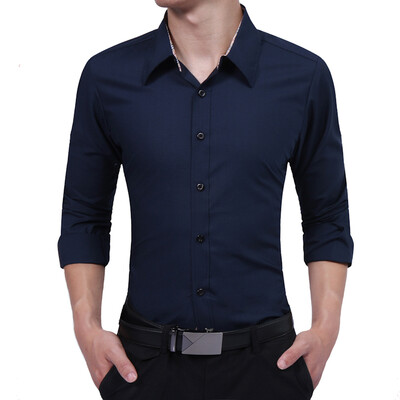 

2017 Men'S Fashion Men Shirt Color Printing Slim Square Collar Long-Sleeved Shirt Single-Breasted Shirt