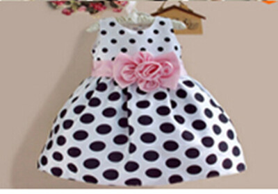 

Hot Baby Kids Girls Party Wedding Polka Dot Flower Gown Formal Dress 2-7Y
