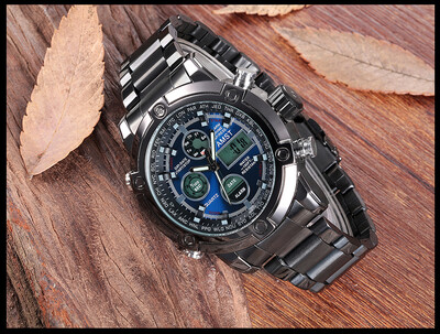 

Top Brand Luxury Dual Display Steel Mens Watches Waterproof LED Digital Military Army Men Sports Watch Relogio Masculino