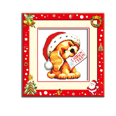 

embroider DIY DMC Cross stitchSets For Embroidery kits Christmas puppy factory direct sale