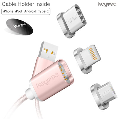 

Keymao Magnetic Phone Kabel Data Lighting Type-C Micro USB Charger Cable 3-in-1 for Iphone Android