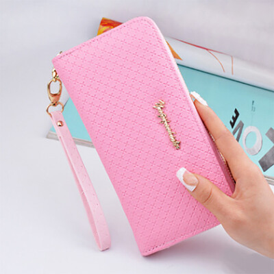 

New solid color wrist strap handbag fashion Korean long paragraph women zipper wallet large capacity wallet