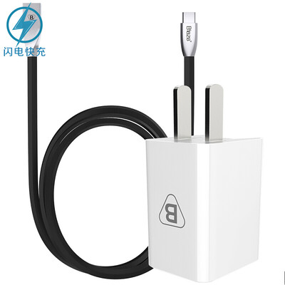 

BIAZE USB3.0 быстрая зарядка 9V / 2A зарядное устройство для мобильного телефона M10 + Type-c кабель для передачи данных сплав цинка 1,2 м черный K8 поддержка Huawei P9 / mate9 / просо 4C / 5