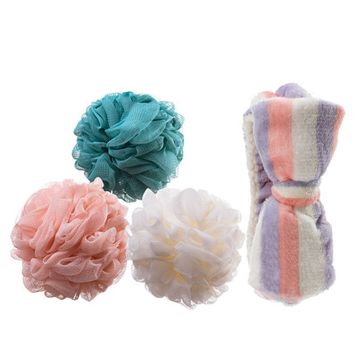 

Bethus bath flower bathroom supplies bath ball 3 packs to send Korean version of the hair band