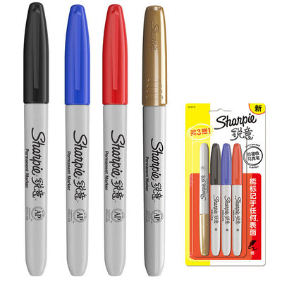 

Sharpie faded mark pen fine black + blue + red + gold blister 4 sticks