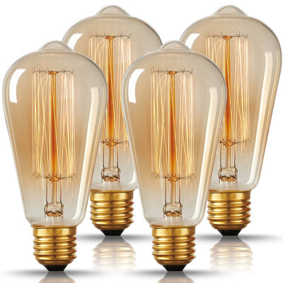 

BOKT Vintage Edison Bulbs 60W ST64 Antique Edison Bulb Squirrel Цельная лампа накаливания для подвесного света 2700K E27 Средняя основа 4 PACK