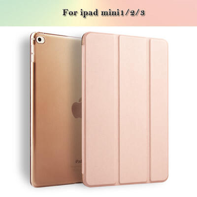 

Keymao Case for iPad mini 1 2 3, Tri-fold smart case Ultra Slim PU Leather Transparent Back Case for iPad mini cover case