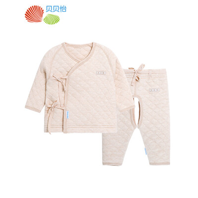 

Jingdong self Beibei Yi Bornbay newborn children tied clothes baby natural color cotton open crotch warm suit BB8085 card its 52cm